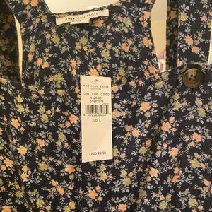 American Eagle floral overalls
